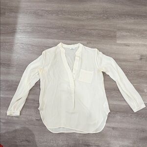 Vince Cream V-Neck Silk Blouse
